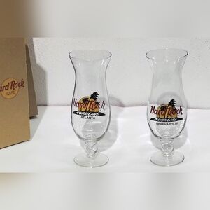 Hard Rock Cafe Set Of 2 Glasses , Atlanta & Indianapolis With Boxes